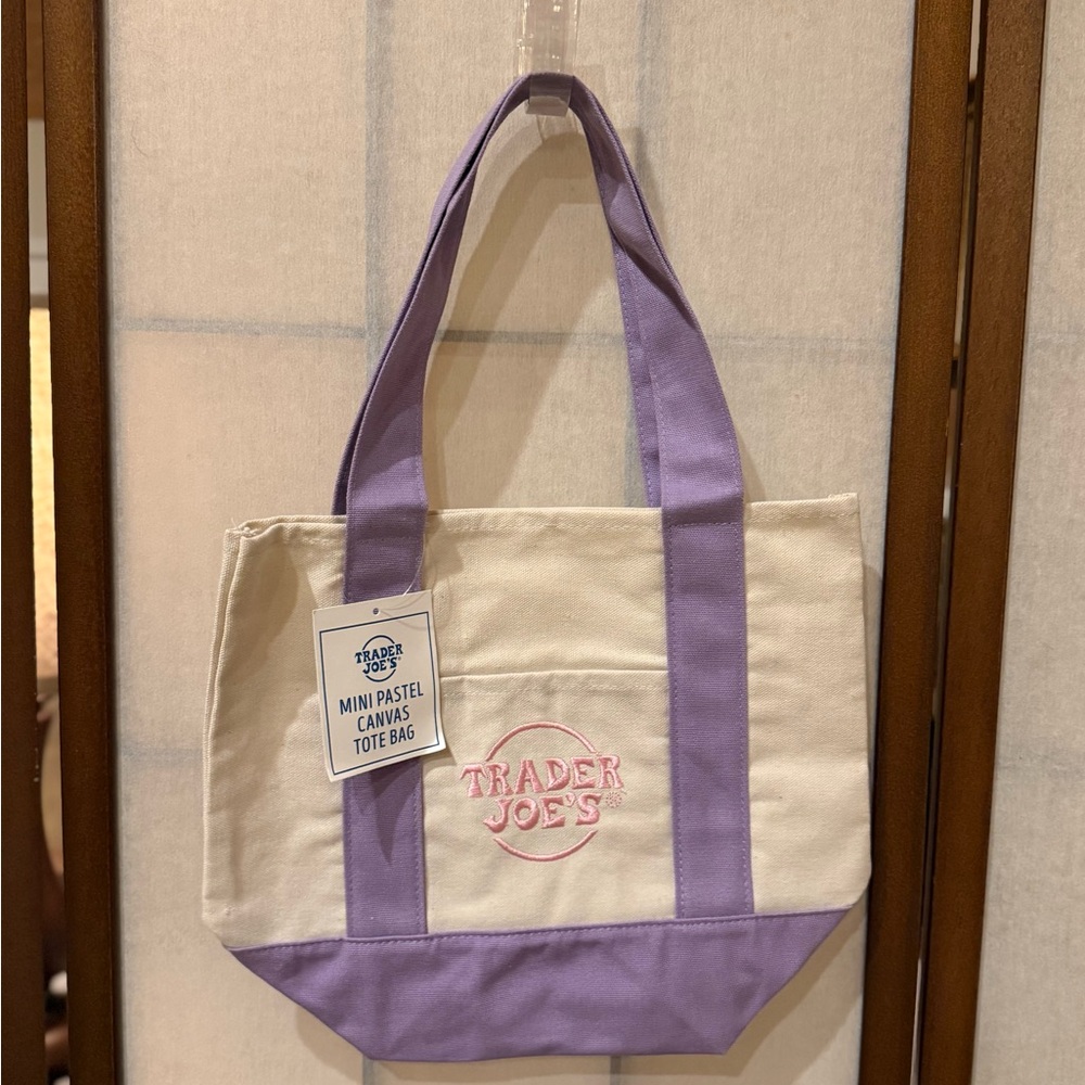SHIPS SAME DAY! Purple Trader Joe’s Mini Canvas Tote Bag